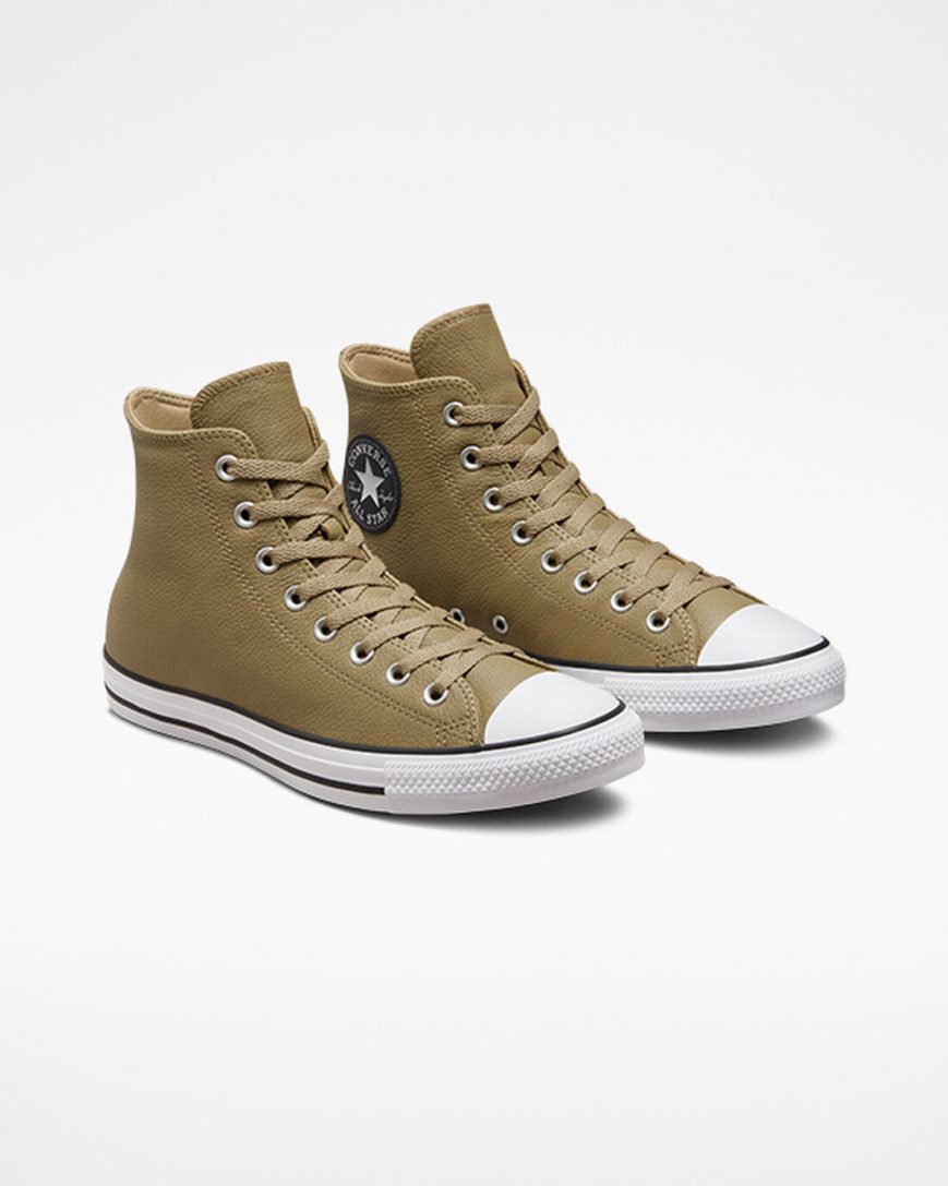 Pánské Boty Vysoké Converse Chuck Taylor All Star Læder Hnědožlutý | CZ ACFE74